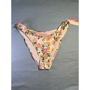 NWT Victoria's Secret Swim Bottoms Brazilian Cut White Floral Lemon Print